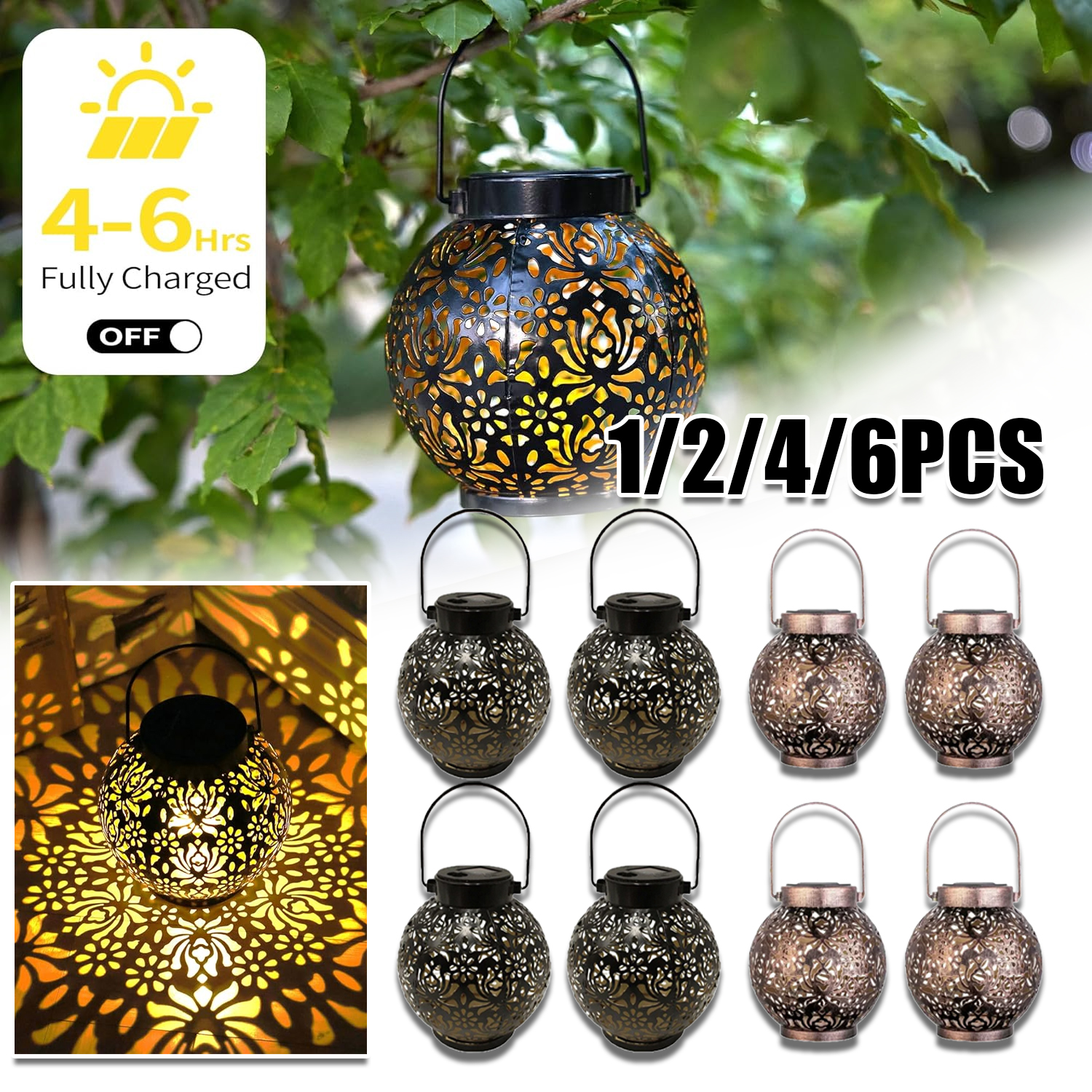 Home Security Yard Sign - 1-6PCS Moroccan Solar Lanterns Outdoor Waterproof
