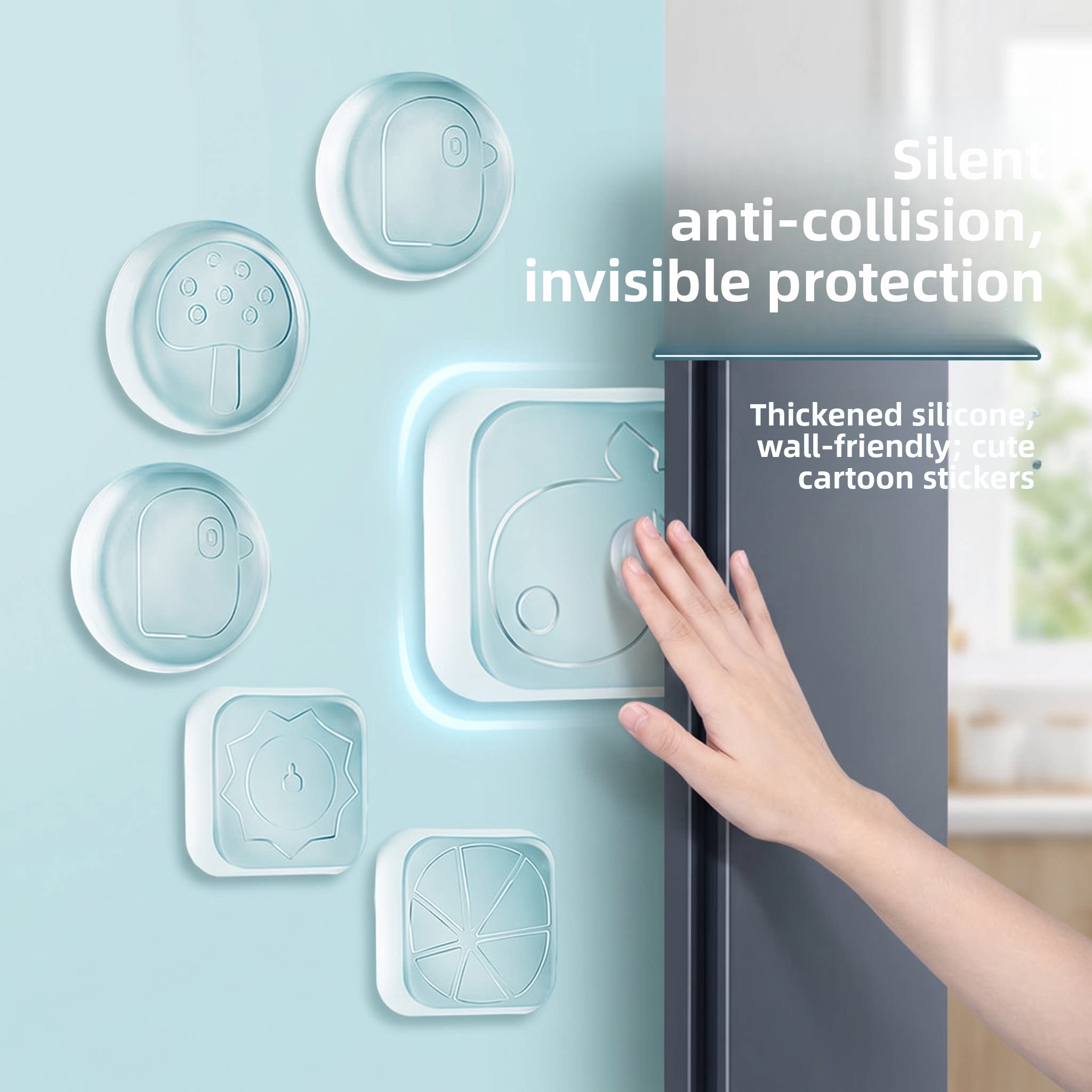 Home Security For Doors - Transparent Silicone Anti-Collision Stickers for Door