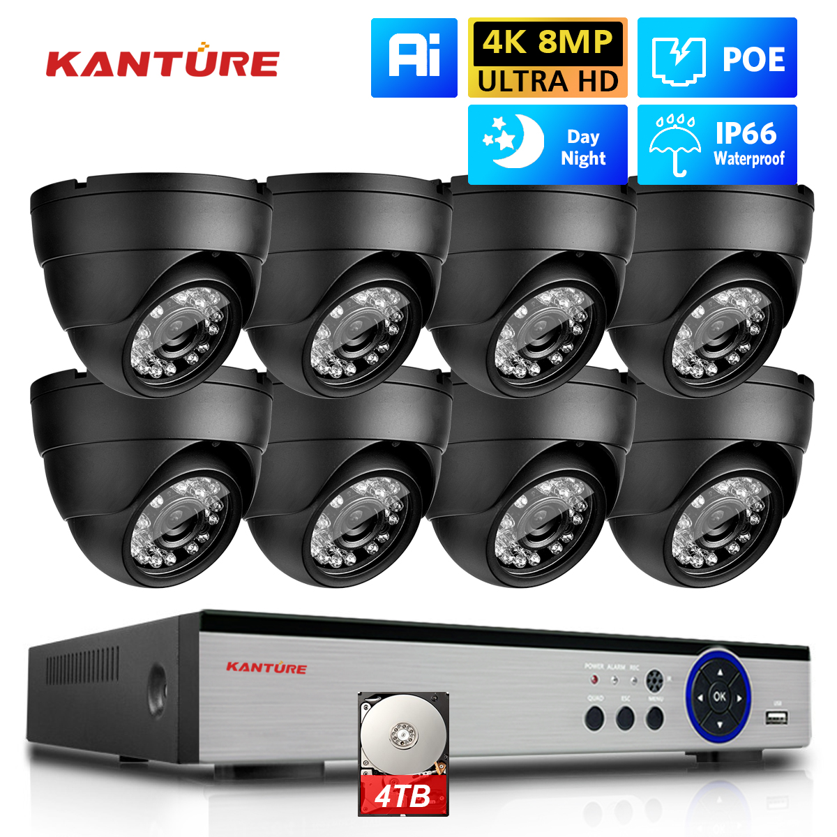 KANTURE 8CH 4K CCTV Camera Sys - đánh giá và giá Home Security Camera System