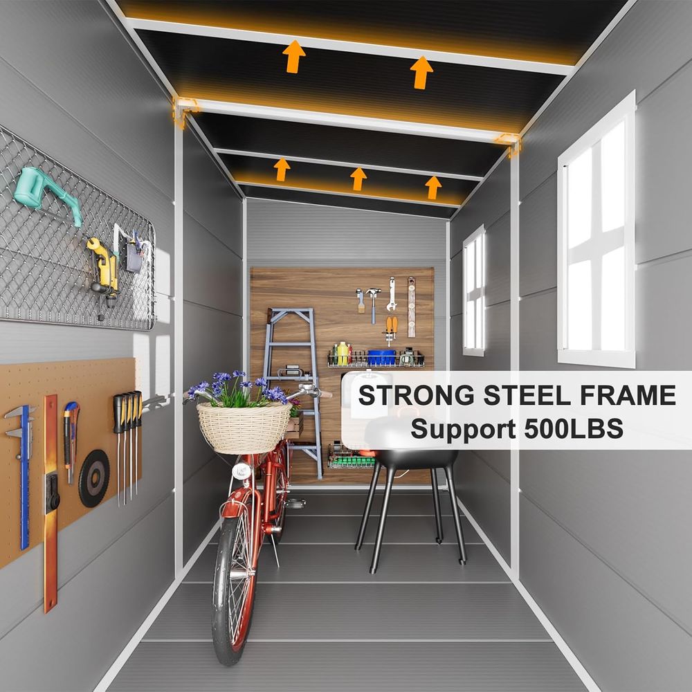 Gray 8x4x6 ft Plastic Storage  - đánh giá và giá Door Reinforcer Kit