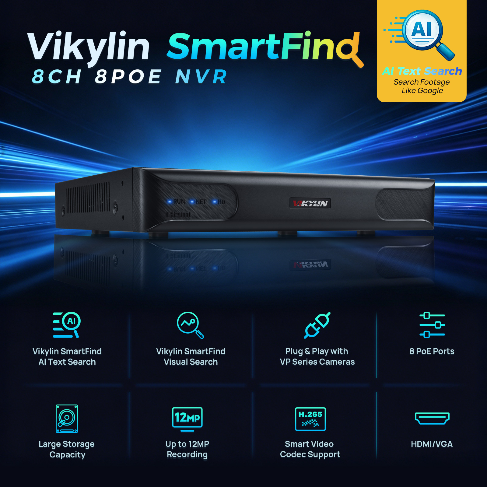 Vikylin 4K NVR UP to 12MP 8CH  - đánh giá và giá Home Security Camera System
