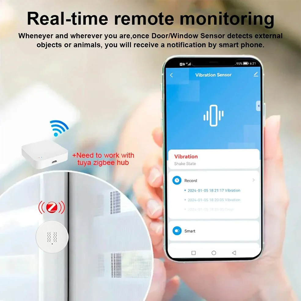 Tuya ZigBee Smart Vibration &  - đánh giá và giá Home Security Technology